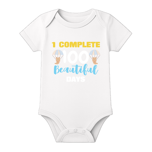 100 Days Baby Outfit Romper for Family Celebration - WHITE - 0 - 3 Months (Chest 18")