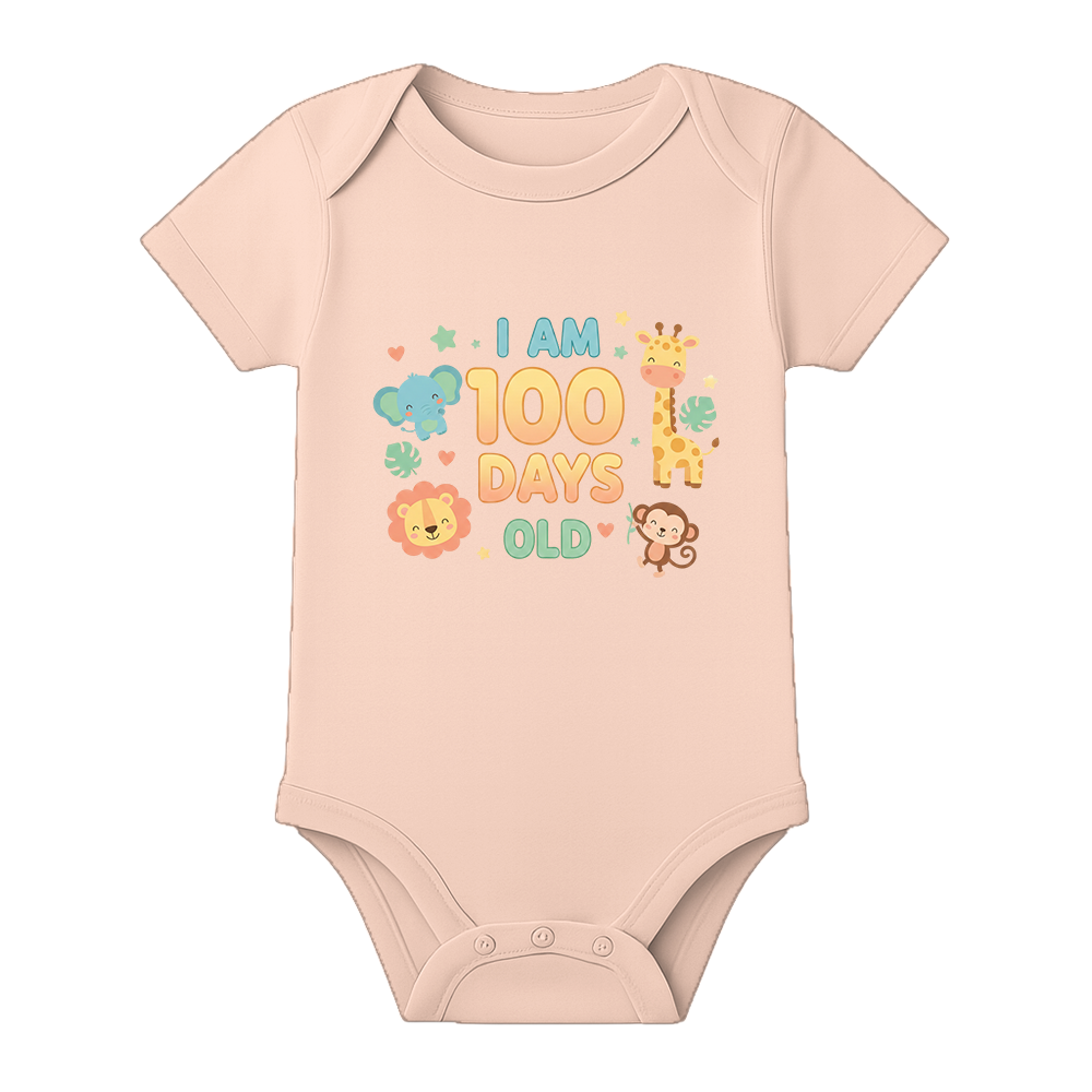 100 Days Complete Baby Romper Premium Fabric - BABY PEACH - 0 - 3 Months (Chest 18")
