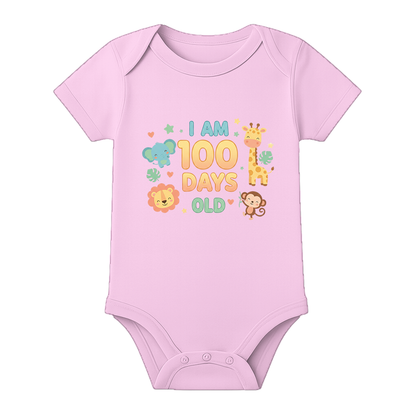100 Days Complete Baby Romper Premium Fabric - BABY PINK - 0 - 3 Months (Chest 18")