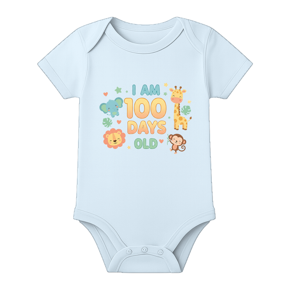 100 Days Complete Baby Romper Premium Fabric - BABY SKY - 0 - 3 Months (Chest 18")