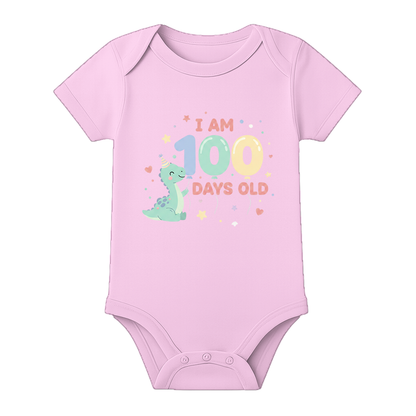 100 Days Celebration Baby Onesie Soft and Breathable - BABY PINK - 0 - 3 Months (Chest 18")