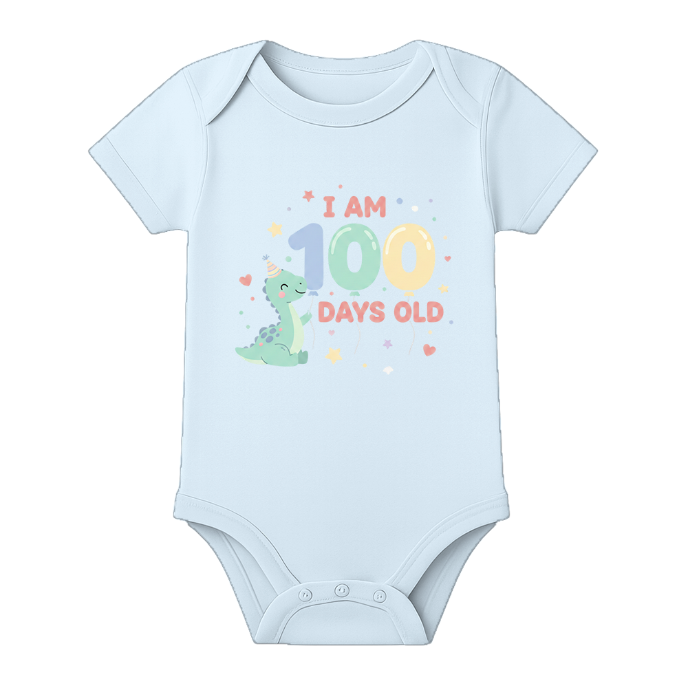 100 Days Celebration Baby Onesie Soft and Breathable - BABY SKY - 0 - 3 Months (Chest 18")