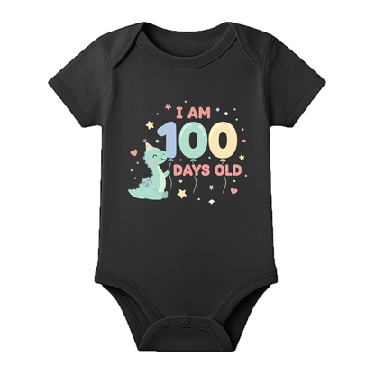 100 Days Celebration Baby Onesie Soft and Breathable - BLACK - 0 - 3 Months (Chest 18")