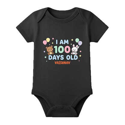 100 Days Baby Special Onesie for Naming Ceremony - BLACK - 0 - 3 Months (Chest 18")