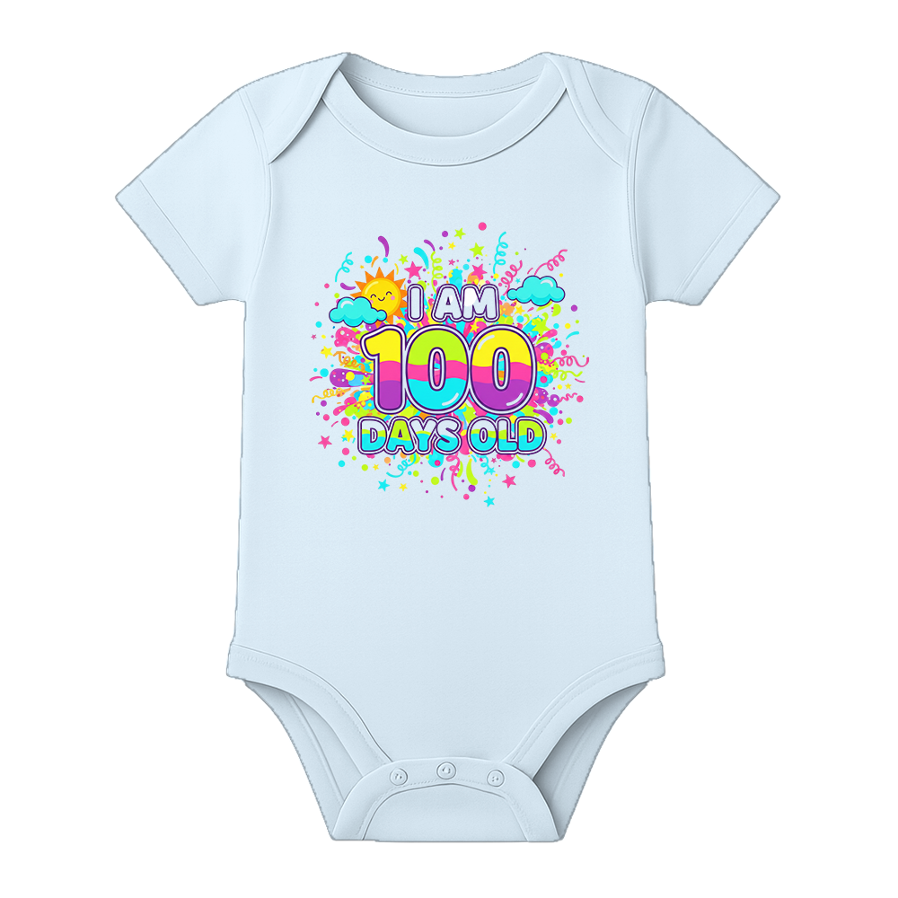 100 Days Infant Romper Lightweight Cotton Wear - BABY SKY - 0 - 3 Months (Chest 18")