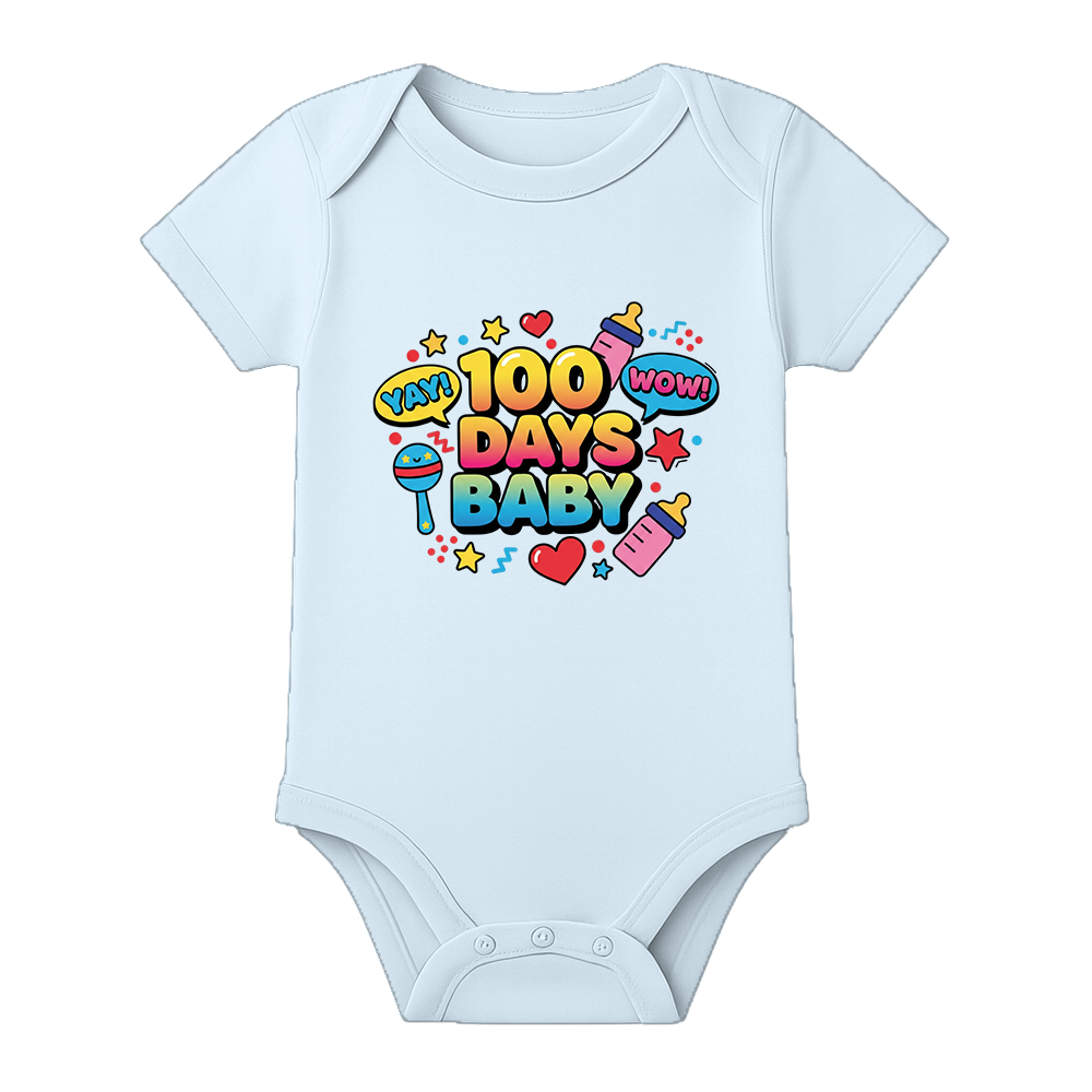 100 Days Baby Anniversary Onesie Milestone Outfit - BABY SKY - 0 - 3 Months (Chest 18")