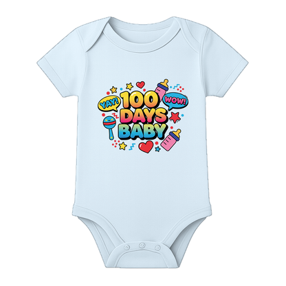 100 Days Baby Anniversary Onesie Milestone Outfit - BABY SKY - 0 - 3 Months (Chest 18")