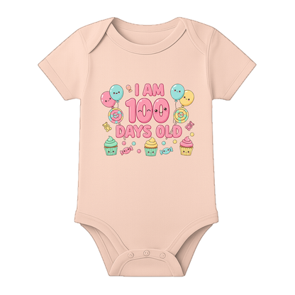 100 Days Celebration Romper for Baby Girl India - BABY PEACH - 0 - 3 Months (Chest 18")