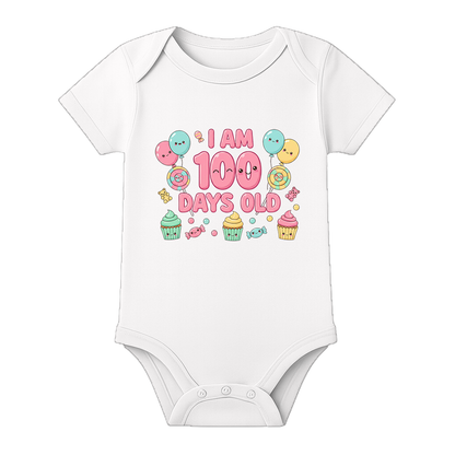 100 Days Celebration Romper for Baby Girl India - WHITE - 0 - 3 Months (Chest 18")