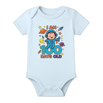 100 Days Milestone Baby Romper Customizable Design - BABY SKY - 0 - 3 Months (Chest 18")