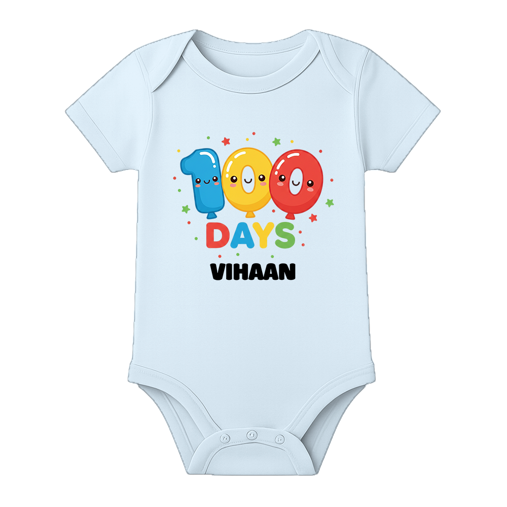 100 Days Complete Baby Romper Soft Premium Fabric - BABY SKY - 0 - 3 Months (Chest 18")