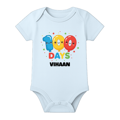 100 Days Complete Baby Romper Soft Premium Fabric - BABY SKY - 0 - 3 Months (Chest 18")