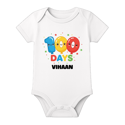 100 Days Complete Baby Romper Soft Premium Fabric - WHITE - 0 - 3 Months (Chest 18")