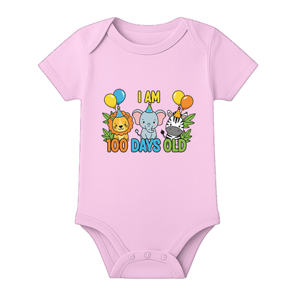 100 Days Celebration Baby Onesie Custom Name Option - BABY PINK - 0 - 3 Months (Chest 18")