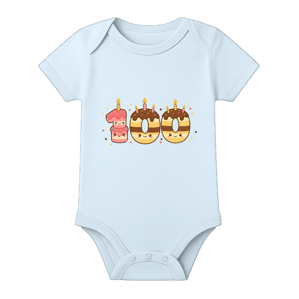 Happy 100 Days Baby Romper Special Function Wear - BABY SKY - 0 - 3 Months (Chest 18")