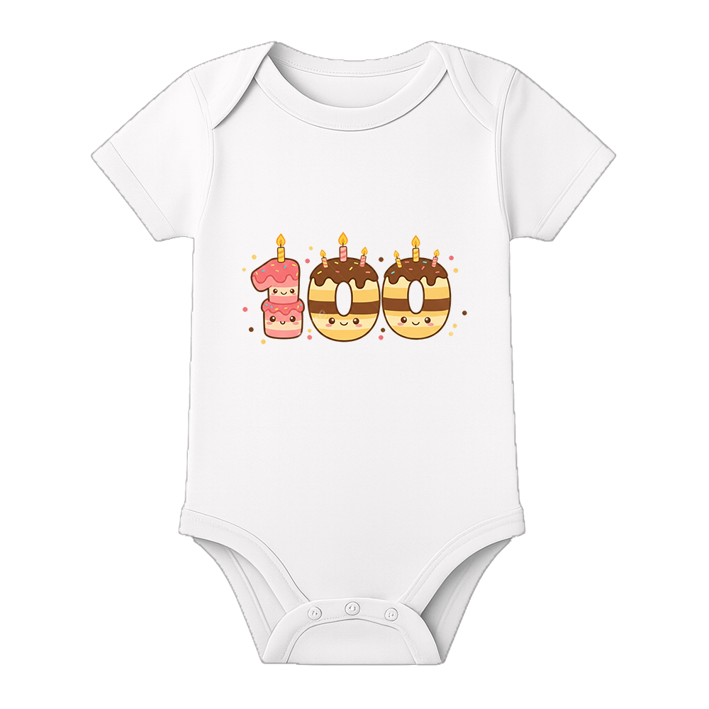 Happy 100 Days Baby Romper Special Function Wear - WHITE - 0 - 3 Months (Chest 18")