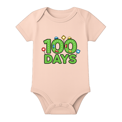 Baby 100 Days Ceremony Outfit Soft Comfortable Romper - BABY PEACH - 0 - 3 Months (Chest 18")