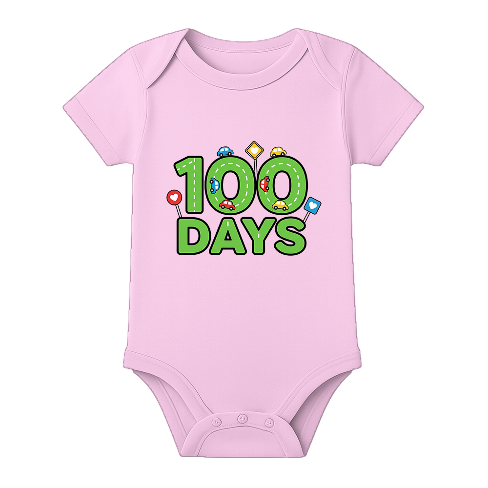 Baby 100 Days Ceremony Outfit Soft Comfortable Romper - BABY PINK - 0 - 3 Months (Chest 18")
