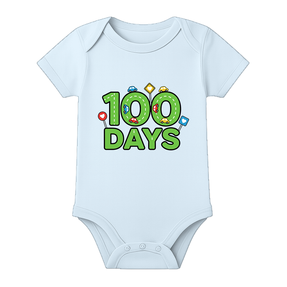 Baby 100 Days Ceremony Outfit Soft Comfortable Romper - BABY SKY - 0 - 3 Months (Chest 18")