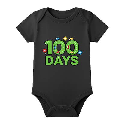 Baby 100 Days Ceremony Outfit Soft Comfortable Romper - BLACK - 0 - 3 Months (Chest 18")