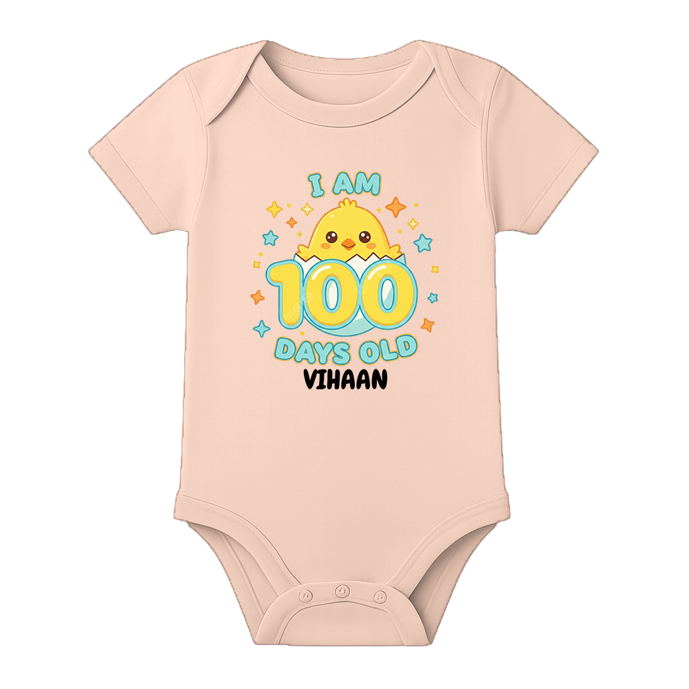 100 Days Celebration Bodysuit for Infant Baby - BABY PEACH - 0 - 3 Months (Chest 18")