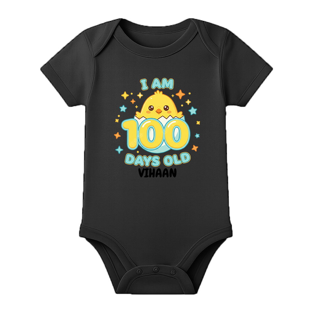 100 Days Celebration Bodysuit for Infant Baby - BLACK - 0 - 3 Months (Chest 18")