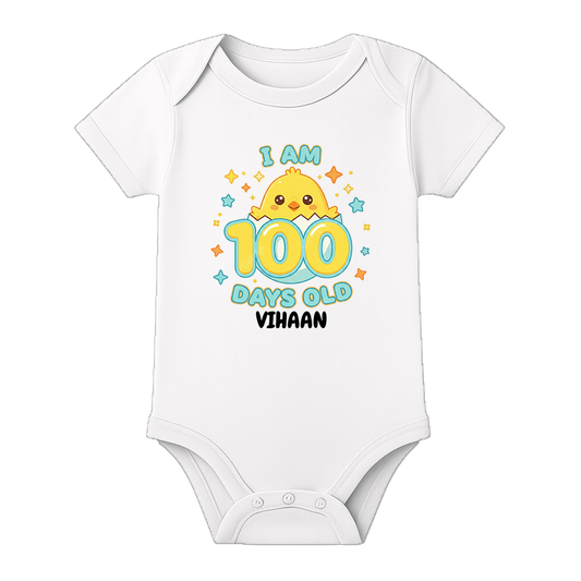 100 Days Celebration Bodysuit for Infant Baby - WHITE - 0 - 3 Months (Chest 18")