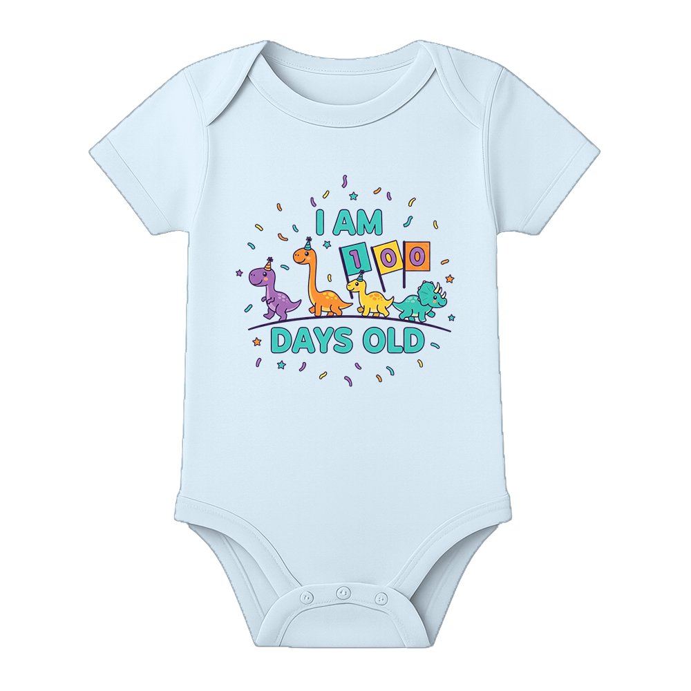 Hundred Days Baby Romper Cute Printed Design - BABY SKY - 0 - 3 Months (Chest 18")