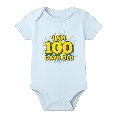 100 Day Old Baby Onesie Milestone Theme Dress - BABY SKY - 0 - 3 Months (Chest 18")
