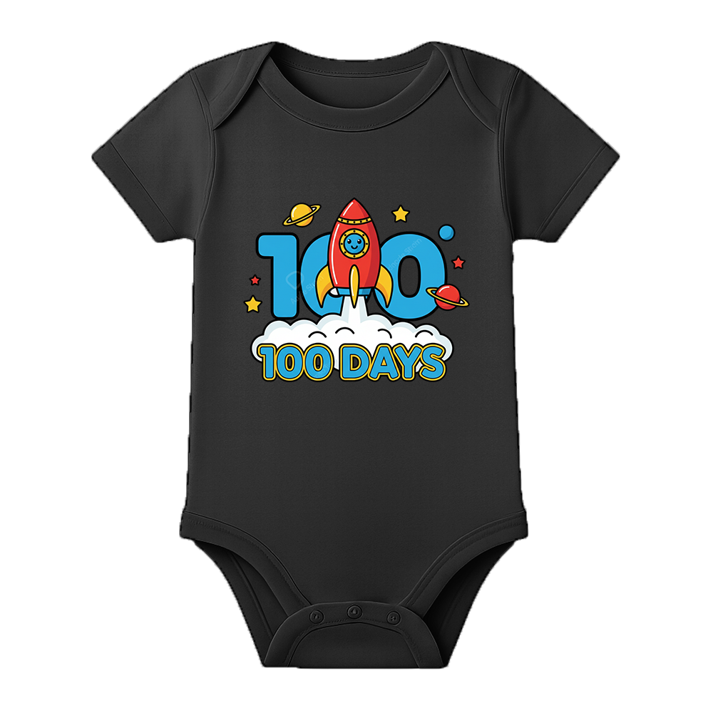 100 Days Baby Special Bodysuit for Photoshoot - BLACK - 0 - 3 Months (Chest 18")