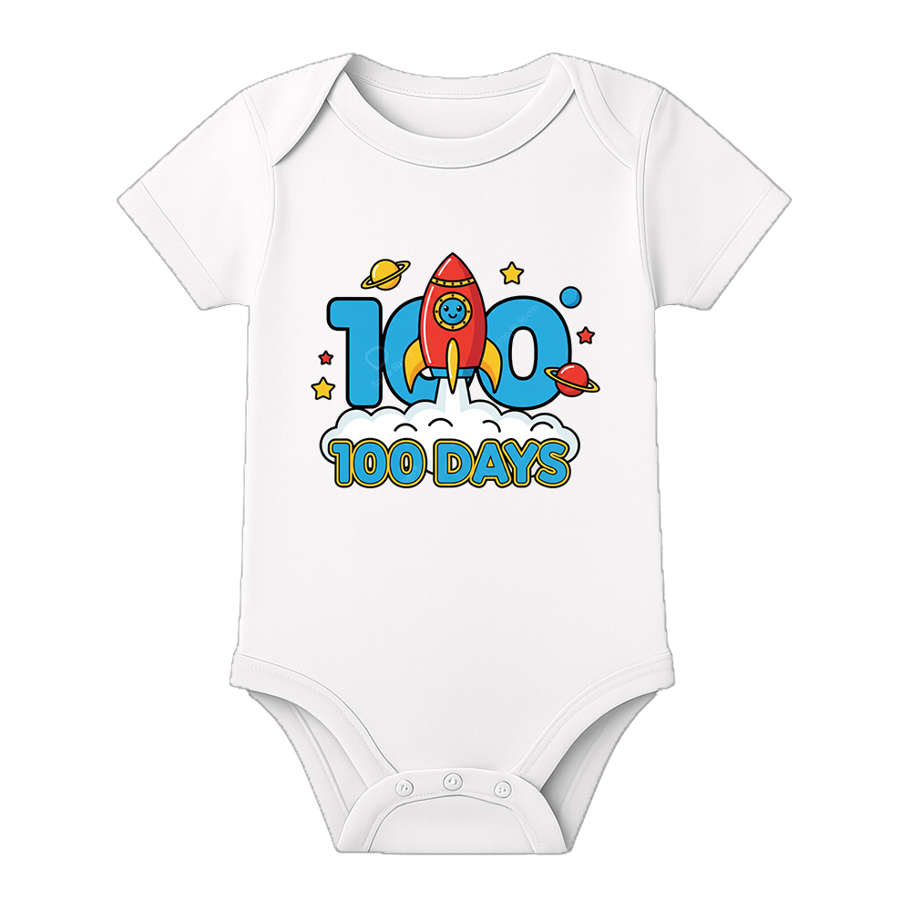 100 Days Baby Special Bodysuit for Photoshoot - WHITE - 0 - 3 Months (Chest 18")