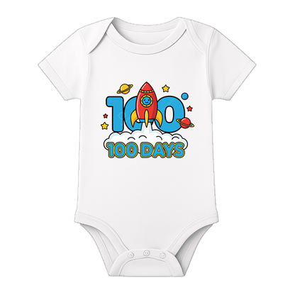 100 Days Baby Special Bodysuit for Photoshoot - WHITE - 0 - 3 Months (Chest 18")