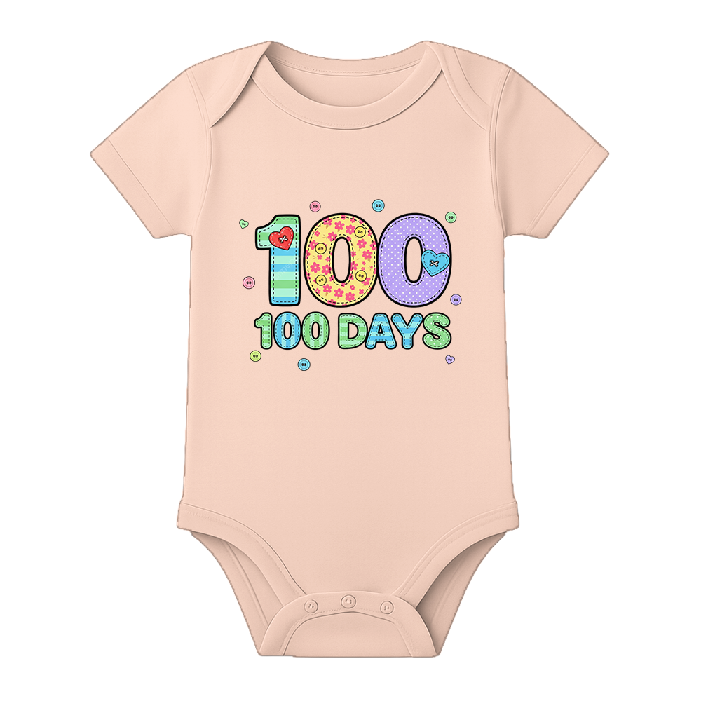 Infant 100 Days Celebration Romper Premium Fabric - BABY PEACH - 0 - 3 Months (Chest 18")