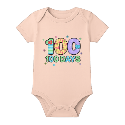 Infant 100 Days Celebration Romper Premium Fabric - BABY PEACH - 0 - 3 Months (Chest 18")