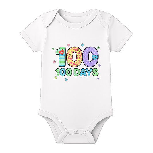 Infant 100 Days Celebration Romper Premium Fabric - WHITE - 0 - 3 Months (Chest 18")