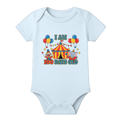 100 Days Milestone Baby Bodysuit Unisex Design - BABY SKY - 0 - 3 Months (Chest 18")