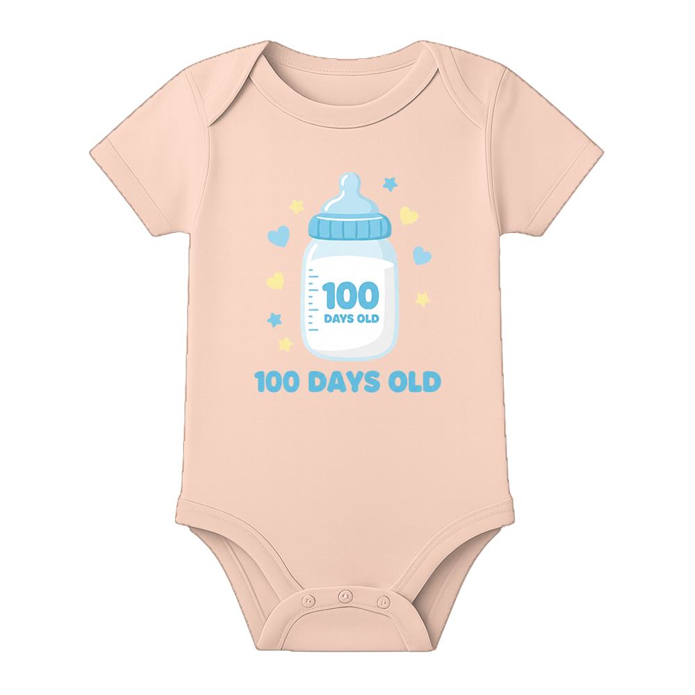 100 Days Complete Infant Romper Breathable Cotton - BABY PEACH - 0 - 3 Months (Chest 18")