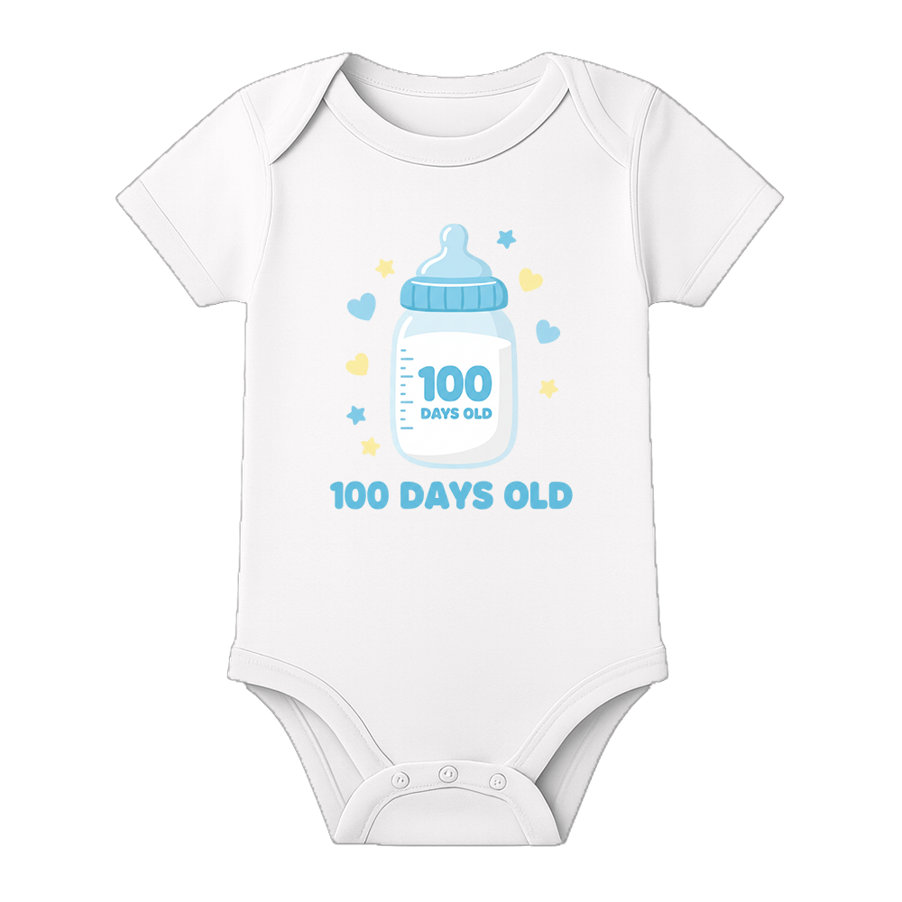 100 Days Complete Infant Romper Breathable Cotton - WHITE - 0 - 3 Months (Chest 18")
