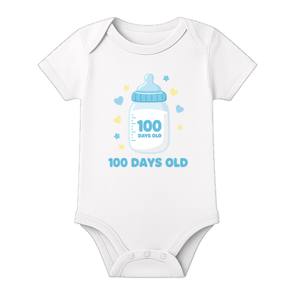 100 Days Complete Infant Romper Breathable Cotton - WHITE - 0 - 3 Months (Chest 18")