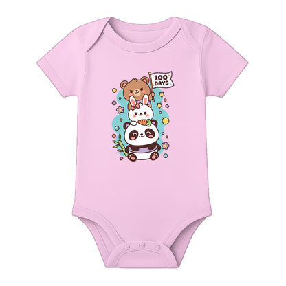 100 Days Baby Festival Outfit Cute Graphic Onesie - BABY PINK - 0 - 3 Months (Chest 18")