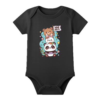 100 Days Baby Festival Outfit Cute Graphic Onesie - BLACK - 0 - 3 Months (Chest 18")