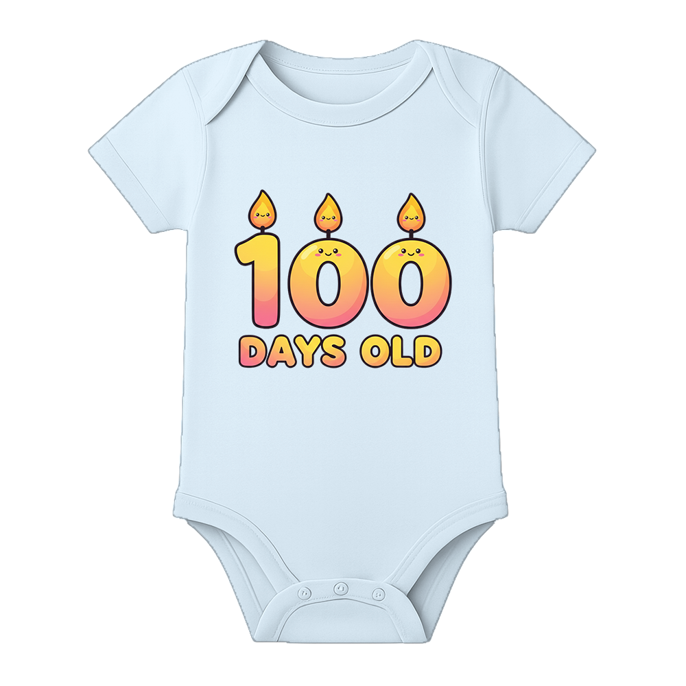 100 Days Newborn Celebration Dress Soft Stretch Romper - BABY SKY - 0 - 3 Months (Chest 18")