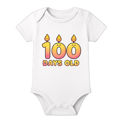 100 Days Newborn Celebration Dress Soft Stretch Romper - WHITE - 0 - 3 Months (Chest 18")