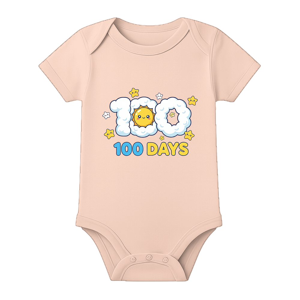 100 Days Baby Welcome Ceremony Romper India - BABY PEACH - 0 - 3 Months (Chest 18")