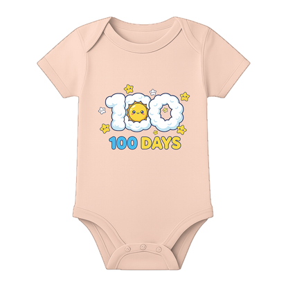 100 Days Baby Welcome Ceremony Romper India - BABY PEACH - 0 - 3 Months (Chest 18")