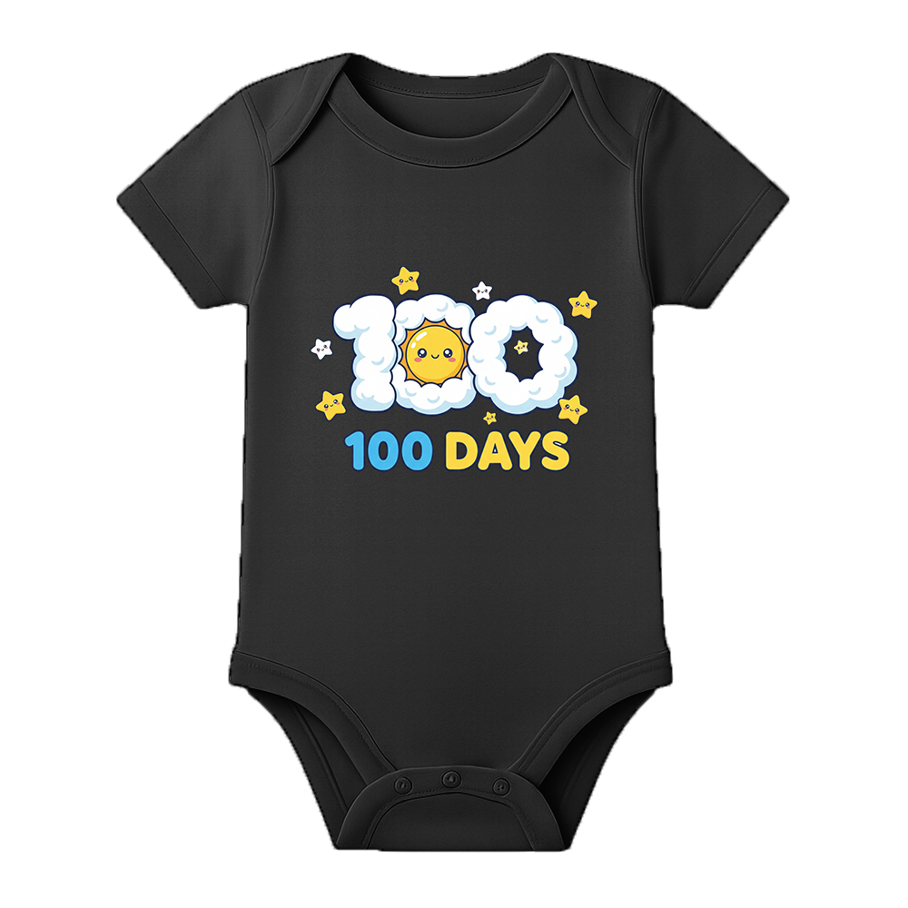 100 Days Baby Welcome Ceremony Romper India - BLACK - 0 - 3 Months (Chest 18")