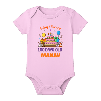 100 Days Little Star Baby Onesie Celebration Wear - BABY PINK - 0 - 3 Months (Chest 18")
