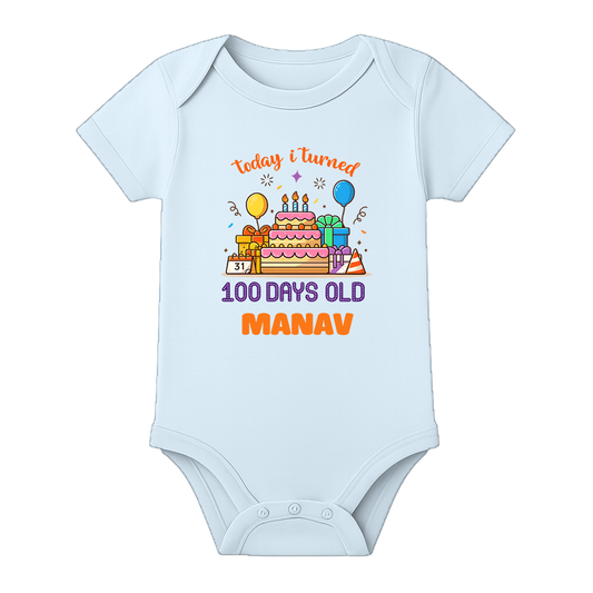 100 Days Little Star Baby Onesie Celebration Wear - BABY SKY - 0 - 3 Months (Chest 18")
