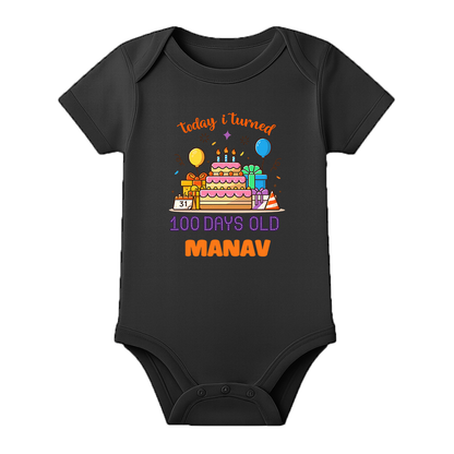 100 Days Little Star Baby Onesie Celebration Wear - BLACK - 0 - 3 Months (Chest 18")