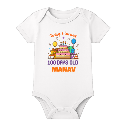 100 Days Little Star Baby Onesie Celebration Wear - WHITE - 0 - 3 Months (Chest 18")